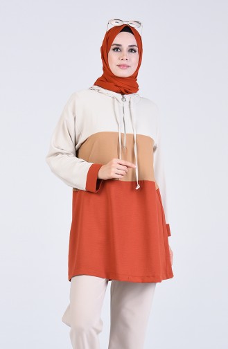 Aerobin Kumaş Garnili Tunik 1436-02 Taş Kiremit