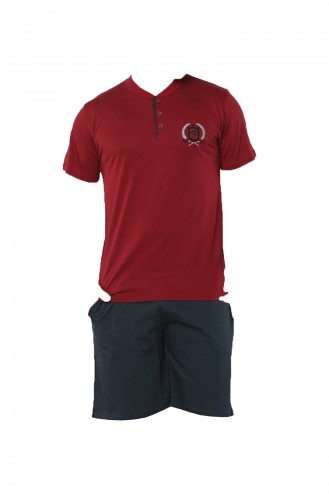 Üçlü Erkek Pijama Takımı 6533-01 Bordo Lacivert