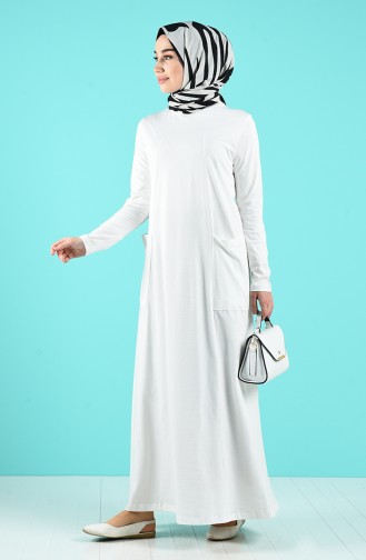 Cotton Dress with Pockets 0321-01 White 0321-01