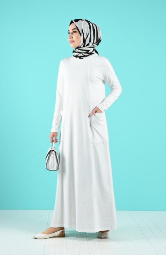 Weiß Hijab Kleider 0321-01