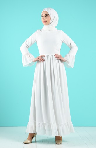 Weiß Hijab Kleider 7620-02