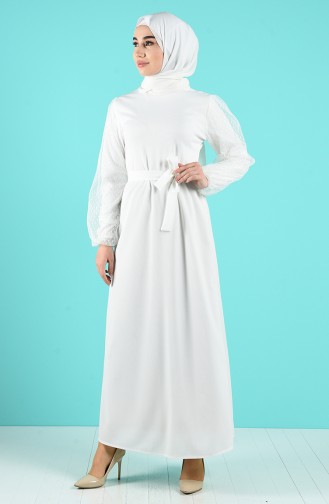 Weiß Hijab Kleider 2058-04