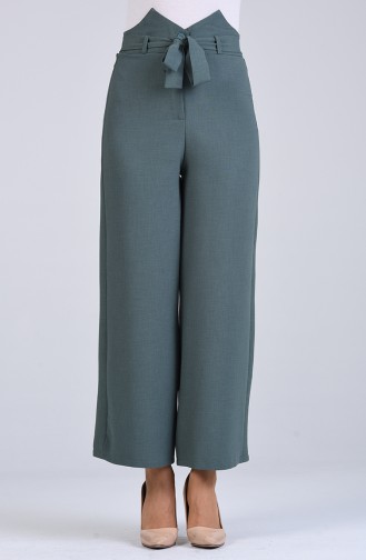 Belted wide-leg Trousers 0510-02 Sea Green 0510-02