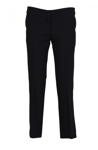 Plus Size Buttoned Straight-leg Trousers 1501-04 Black 1501-04