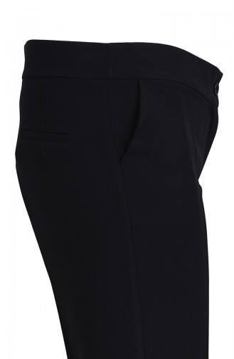 Plus Size Buttoned Straight-leg Trousers 1501-04 Black 1501-04