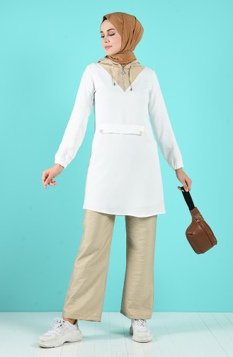 Hooded Tunic Trousers Double Suit 0020-02 Beige 0020-02