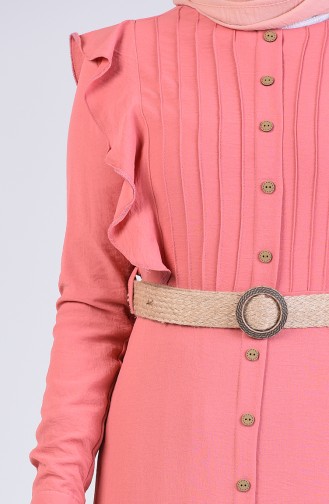 Long Buttoned Belt Dress 5017-06 Powder 5017-06