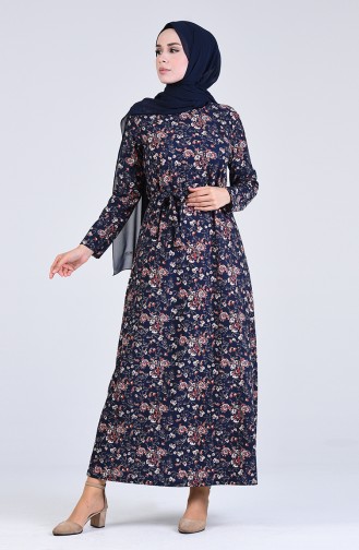 Dunkelblau Hijab Kleider 5708O-03