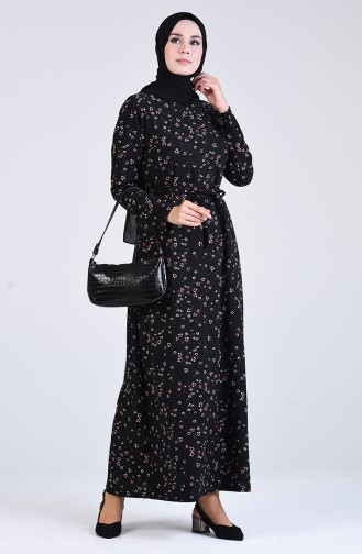 Schwarz Hijab Kleider 5708P-01