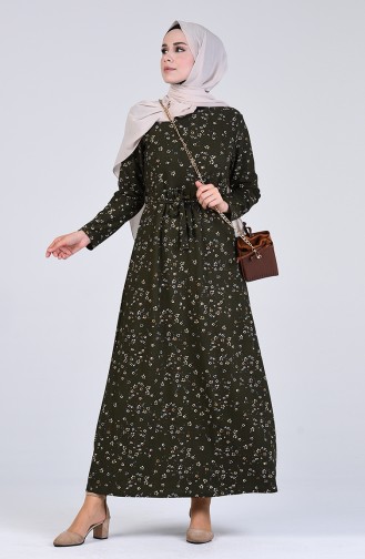 Khaki Hijab Kleider 5708P-04