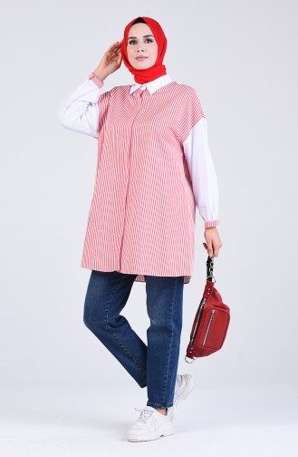 Çizgili Tunik 1439-04 Kırmızı