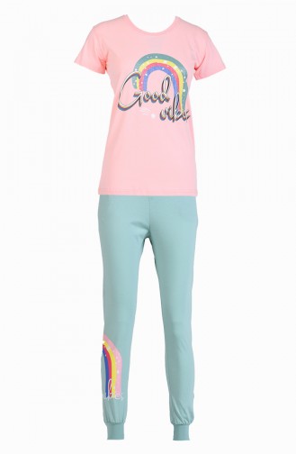 Kız Pijama Takım 14001 Somon