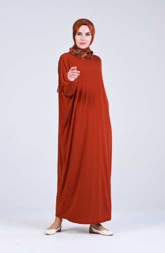 Brick Red Hijab Dress 8813-11