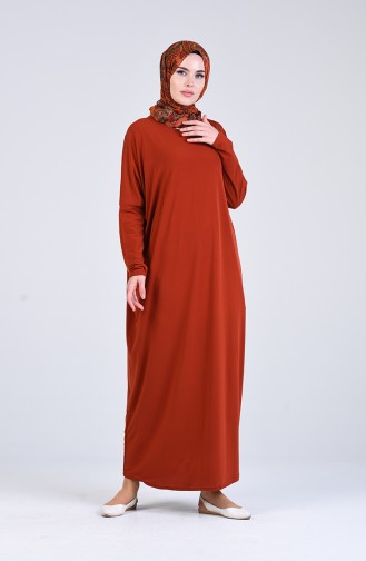 Ziegelrot Hijab Kleider 8813-11