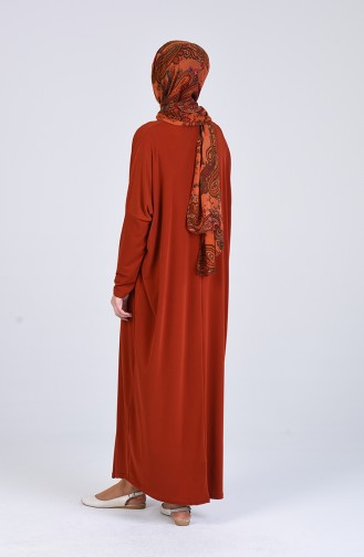 Brick Red Hijab Dress 8813-11
