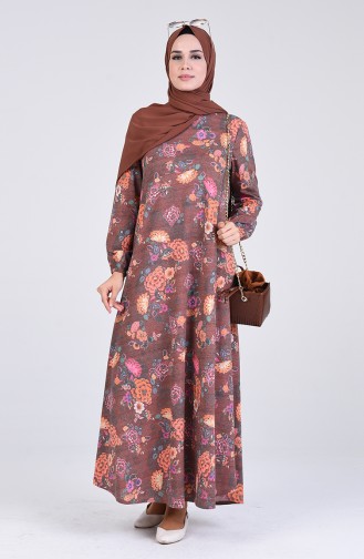 Robe Hijab Couleur Brun 6169K-01