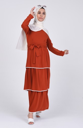 Robe Hijab Couleur brique 3074-02