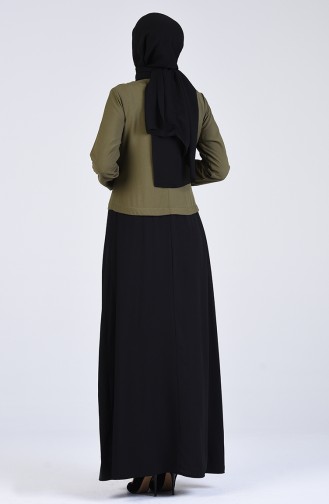 Viskon Ceketli Elbise 6469-06 Haki