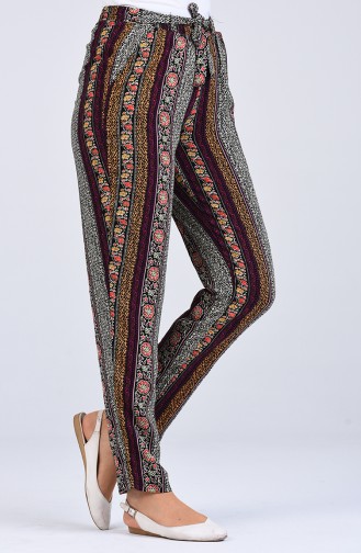 Patterned Viscose Trousers 1191-18 Damson Mustard 1191-18