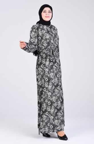 Schwarz Hijab Kleider 5708R-01