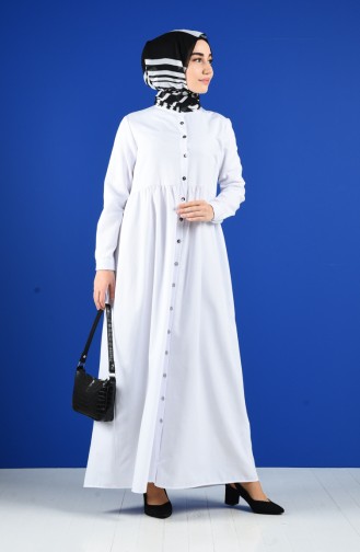 White Hijab Dress 5037-17