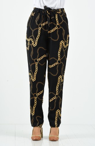 Patterned Viscose Trousers 1191-09 Black 1191-09