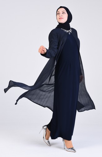 Dunkelblau Hijab-Abendkleider 4254-01