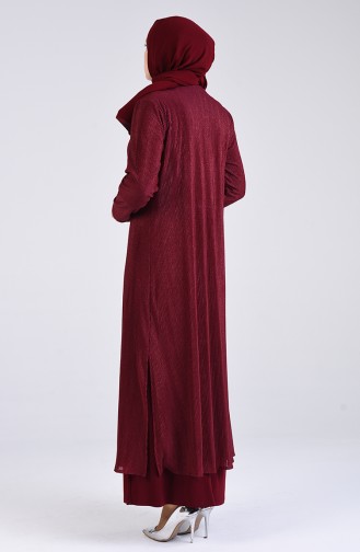 Weinrot Hijab-Abendkleider 4254-02