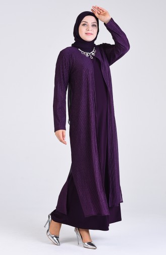 Plus Size Necklace Evening Dress 4254-04 Purple 4254-04