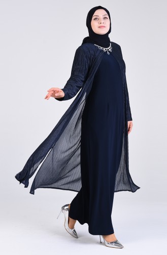 Dunkelblau Hijab-Abendkleider 4256-01