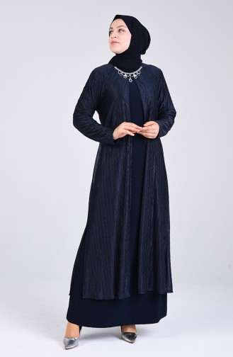 Dunkelblau Hijab-Abendkleider 4256-01