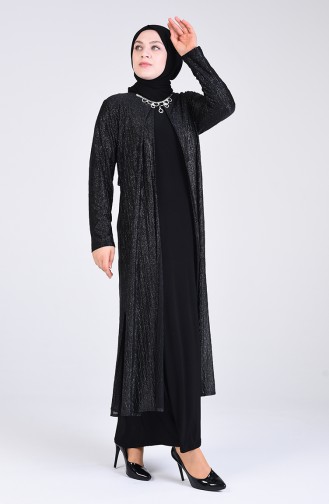 Schwarz Hijab-Abendkleider 4256-03