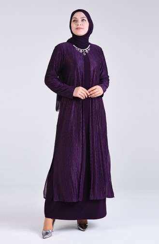 Plus Size Silvery Evening Dress 4256-04 Purple 4256-04