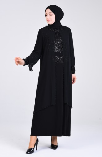 Schwarz Hijab-Abendkleider 3154-01