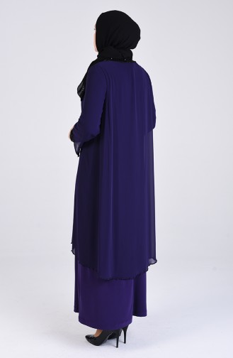 Plus Size Sequined Evening Dress 3154-02 Purple 3154-02
