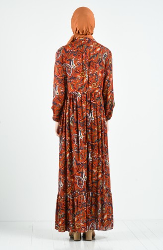 Ethnic Patterned Viscose Dress 0085-01 Copper 0085-01