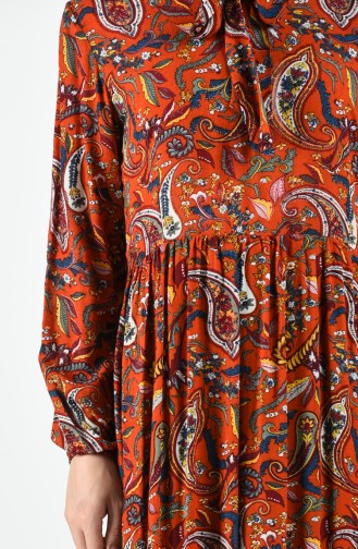 Ethnic Patterned Viscose Dress 0085-01 Copper 0085-01