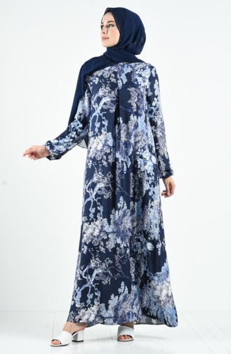 Navy Blue Hijab Dress 8251-01