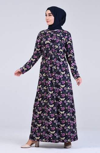 Dunkelblau Hijab Kleider 5708S-04