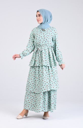فستان أخضر فاتح 8057-01