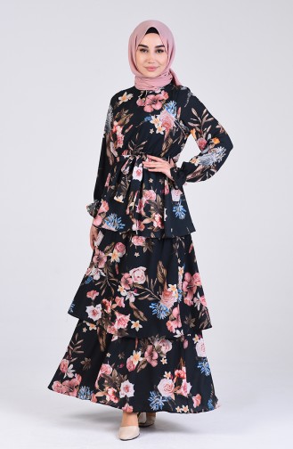 Schwarz Hijab Kleider 8057B-02