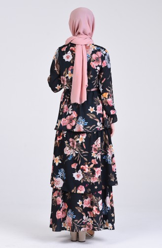 Schwarz Hijab Kleider 8057B-02