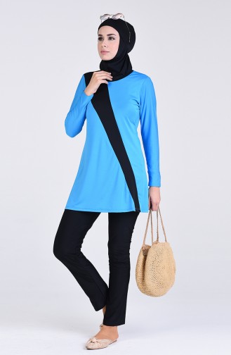 Saks-Blau Hijab Badeanzug 4444-04