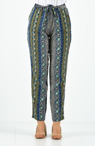 Patterned Viscose Trousers 1191-28 Saxe Blue 1191-28