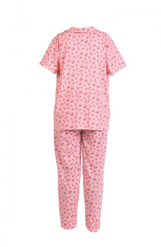 Büyük Beden Kısa Kollu Pijama Takımı 202028-01 Somon