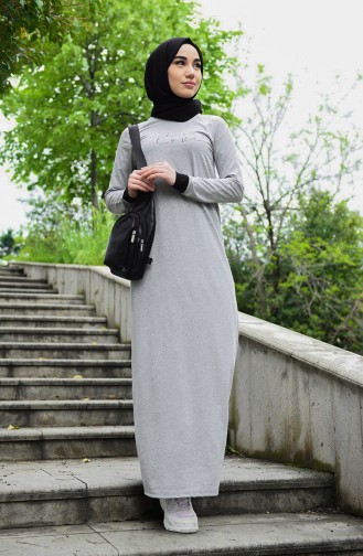 Dark Gray Hijab Dress 0506-06