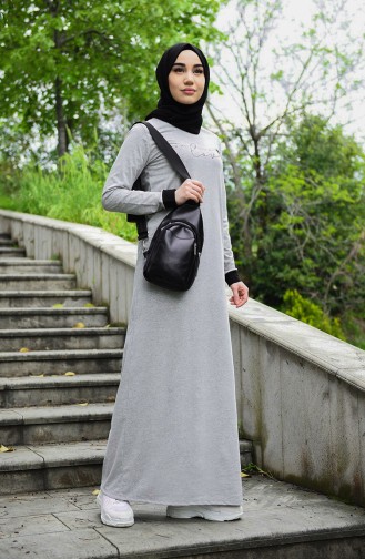 Dark Gray Hijab Dress 0506-06