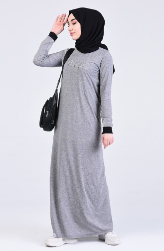 Dark Gray Hijab Dress 0506-06