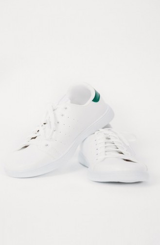 Kadın Bayan Spor Ayakkabı 200 Beyaz Yeşil