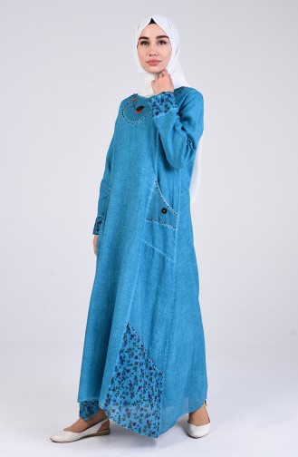 Robe Hijab Turquoise 9595-02